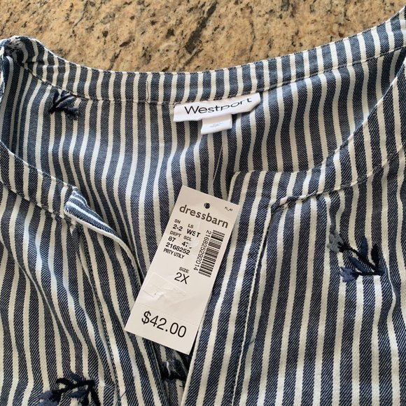 NWT Westport Navy and White Striped Top 2X - Picture 6 of 8